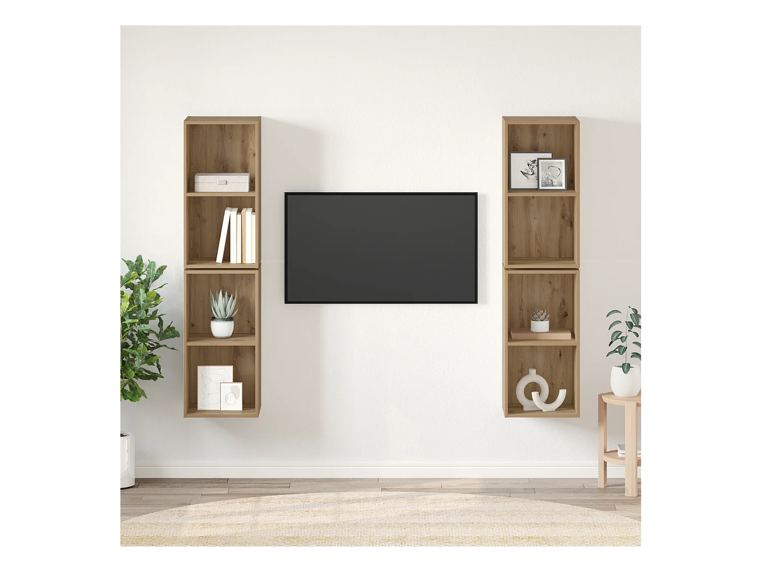 Wand TV kast | Tv-meubel | Tv-Bank met plank 4 pcs Ambachtelijk eiken 37 x 37 x 72 cm