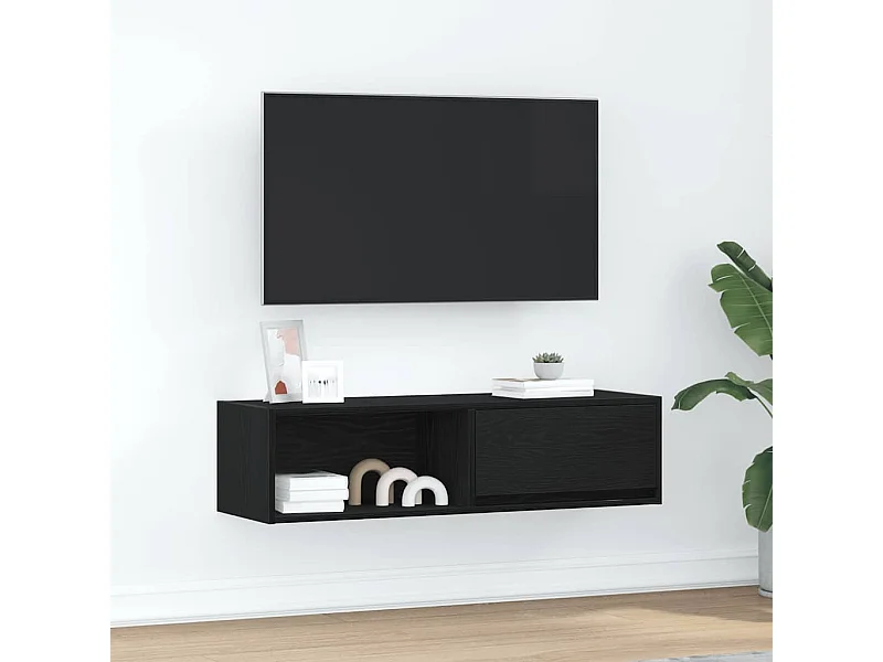 Meuble TV | Banc TV | Armoire TV chêne noir 100x31x25,5 cm bois d'ingénierie