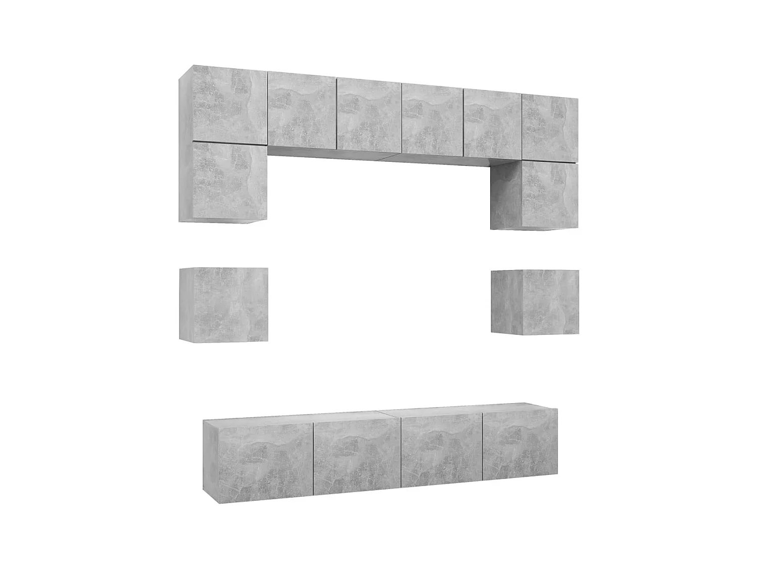 Ensemble de meubles TV | Bancs TV | Armoires TV 8 pcs Gris béton Bois d'ingénierie
