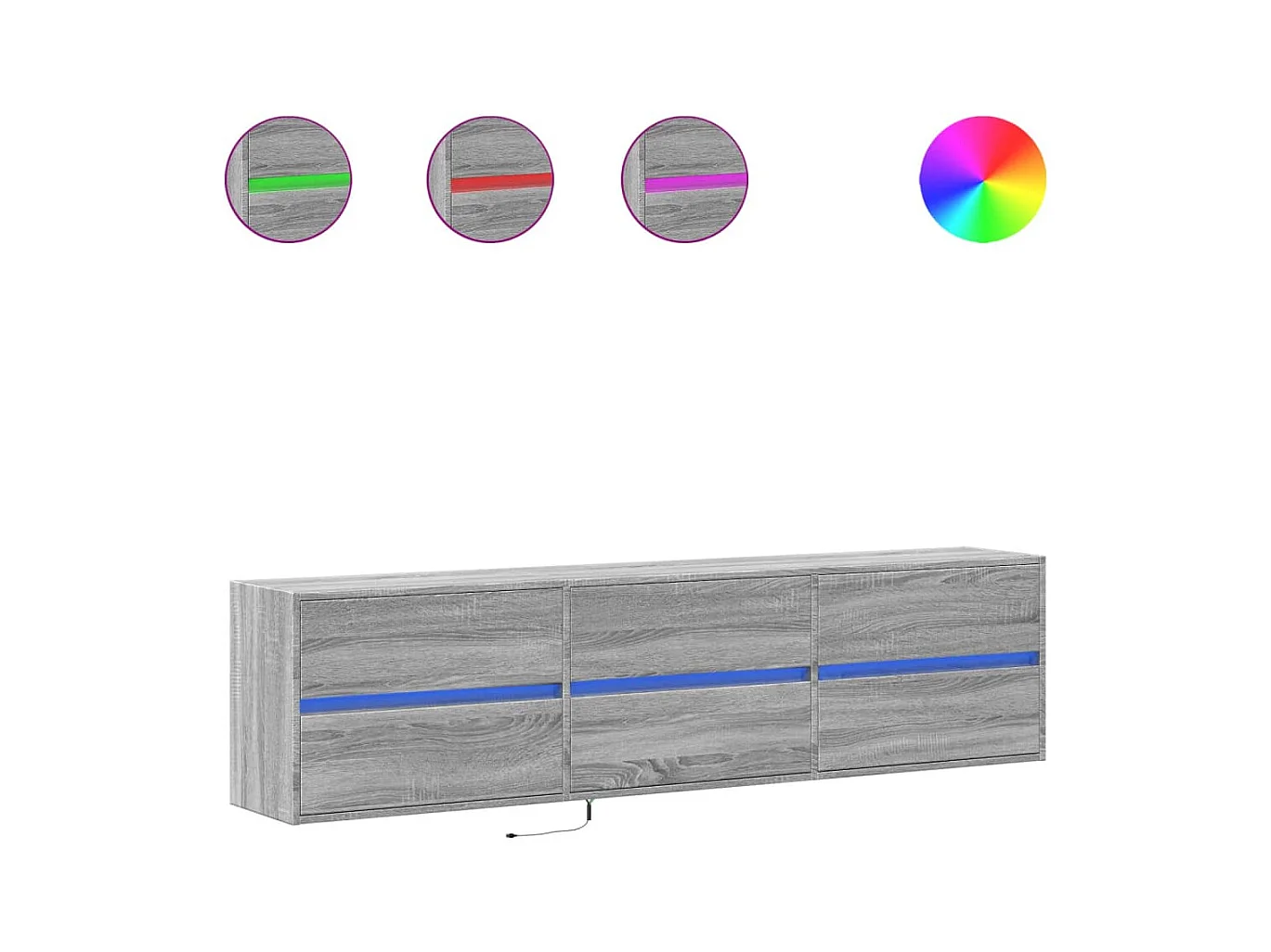 Tv-wandmeubel | TV-kast | Tv-Bank met LED-verlichting 180x31x45 cm grijs sonoma