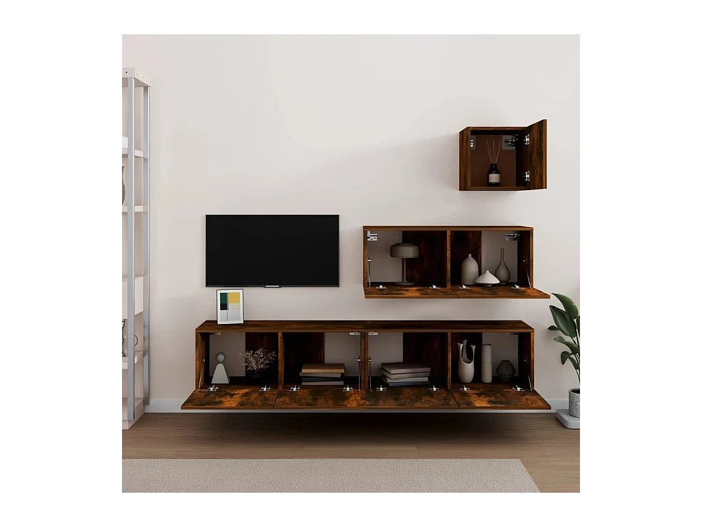 Ensemble de meubles TV | Bancs TV | Armoires TV 4 pcs Chêne fumé Bois d'ingénierie