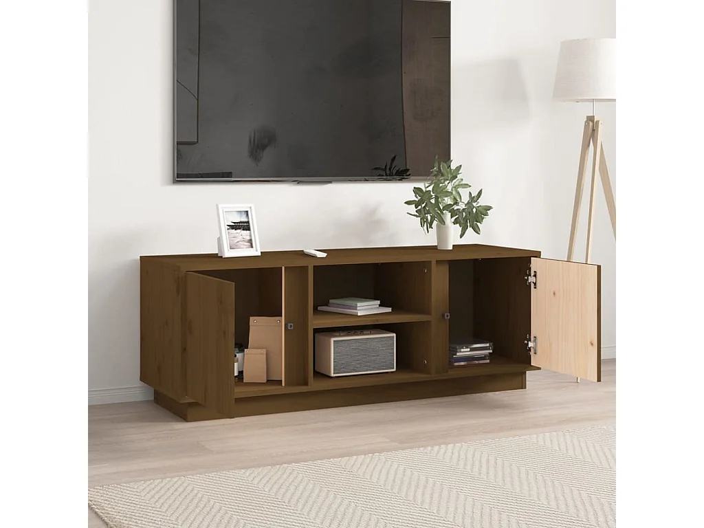 Meuble TV | Banc TV | Armoire TV Marron miel 110x35x40,5 cm Bois de pin massif