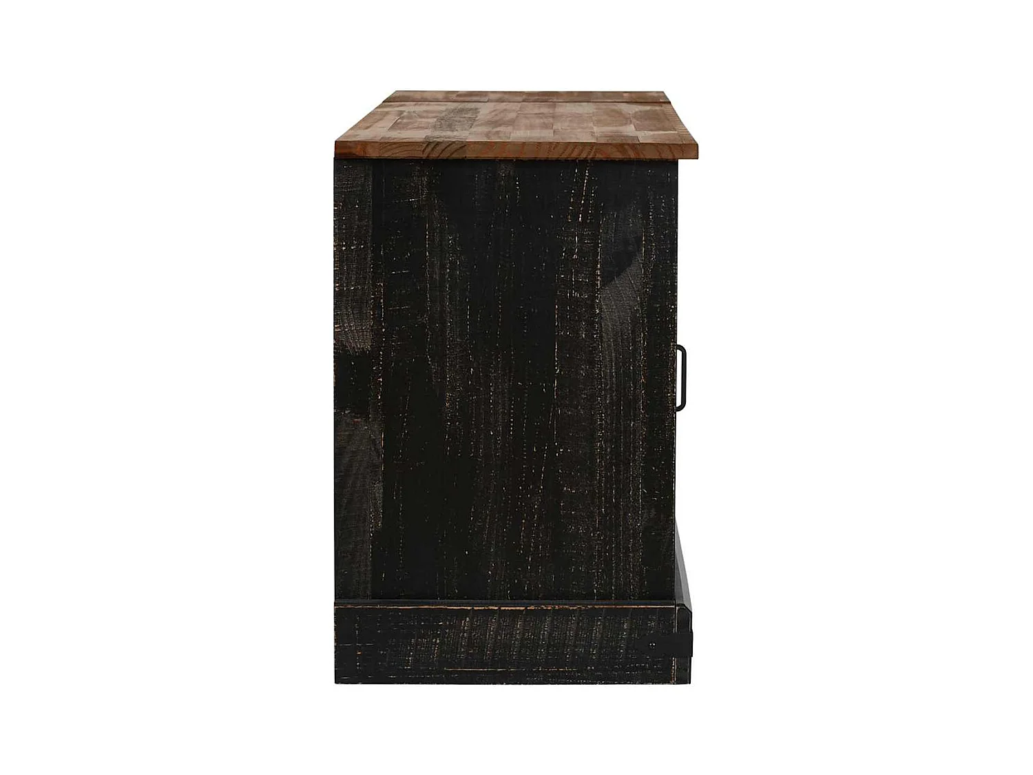 Tv-meubel | Tv-Bank | TV-kastHALDEN 2 schuifdeuren 150x40x60 cm massief hout zwart