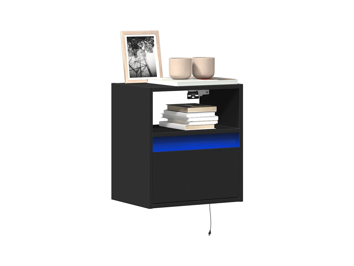 Mueble de TV | Mueble de salón de pared con luces LED negro 41x31x45 cm