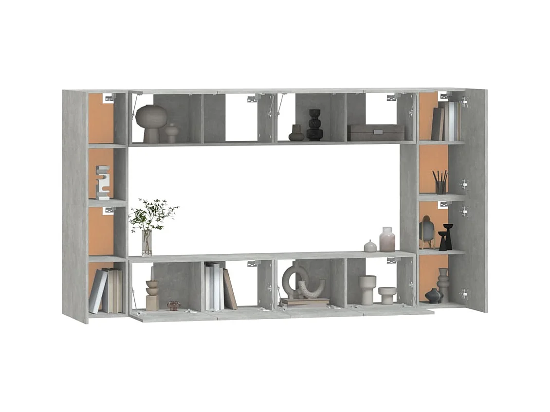 Set de muebles de TV | Gabinetes de TV |  Muebles de salón 8 pzas madera contrachapada gris hormigón