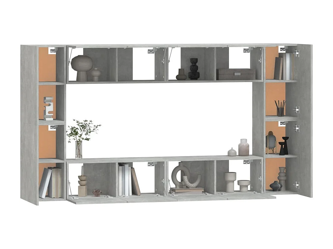 Ensemble de meubles TV | Bancs TV | Armoires TV 8 pcs Gris béton Bois d'ingénierie