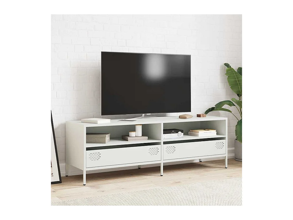 Mueble para TV  | Gabinete de TV |  Mueble de salón acero laminado en frío blanco 135x39x43,5 cm