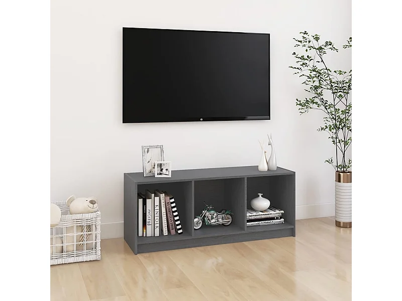 Meuble TV | Banc TV | Armoire TV Gris 104x33x41 cm Bois de pin massif