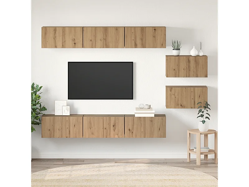 Tv-meubelset | Tv-Bank | TV-kast 8 pcs artisanaal eikenkleurig 60 x 30 x 30.5 cm