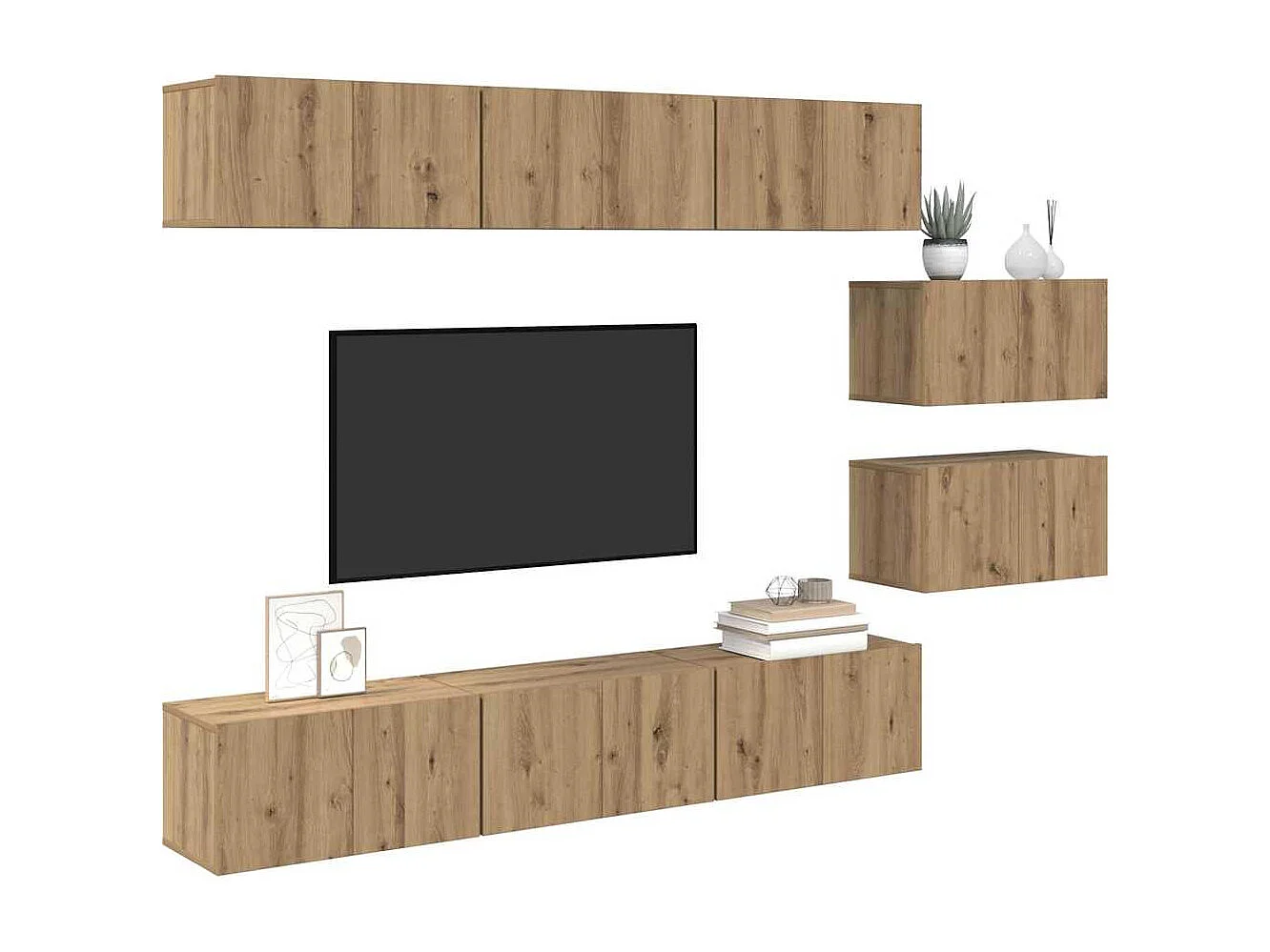Tv-meubelset | Tv-Bank | TV-kast 8 pcs artisanaal eikenkleurig 60 x 30 x 30.5 cm
