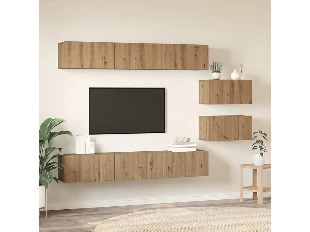 Tv-meubelset | Tv-Bank | TV-kast 8 pcs artisanaal eikenkleurig 60 x 30 x 30.5 cm