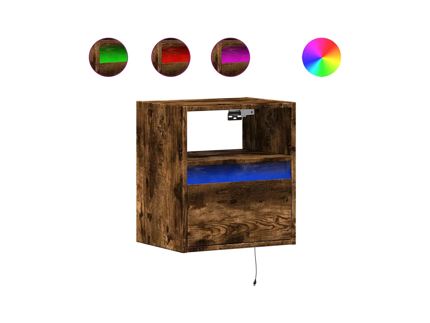 Muebles TV | Gabinetes de TV | Muebles de salón de pared luces LED 2 uds roble ahumado 41x31x45 cm