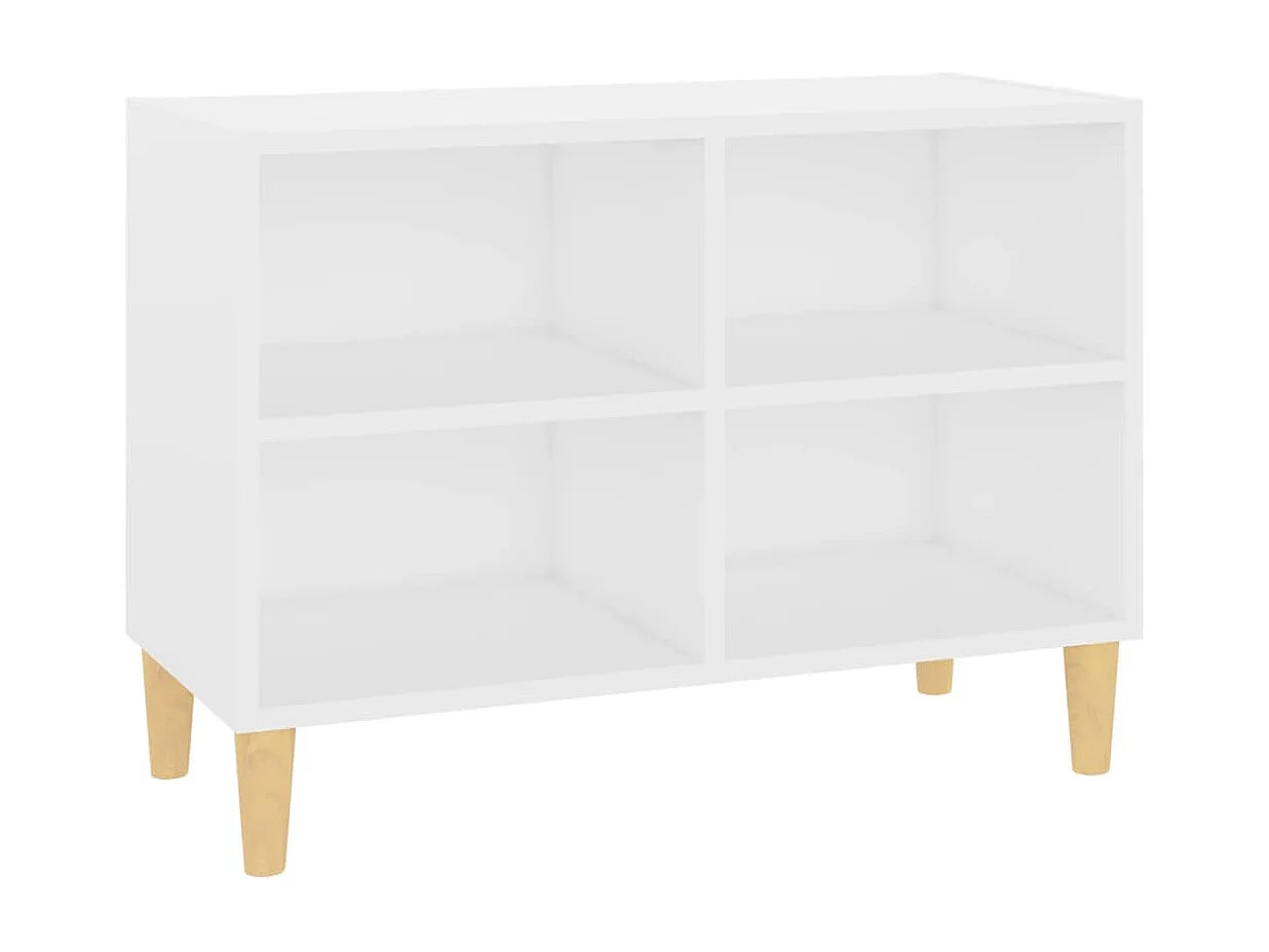 Mueble de TV | Mueble de salón con patas de madera maciza blanco 69,5x30x50 cm