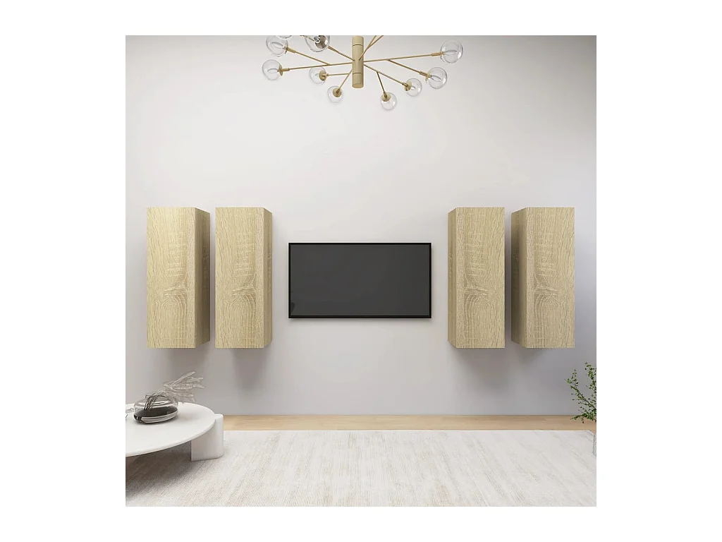 Meubles TV | Bancs TV | Armoires TV 4 pcs Chêne sonoma 30,5x30x90 cm Bois d'ingénierie