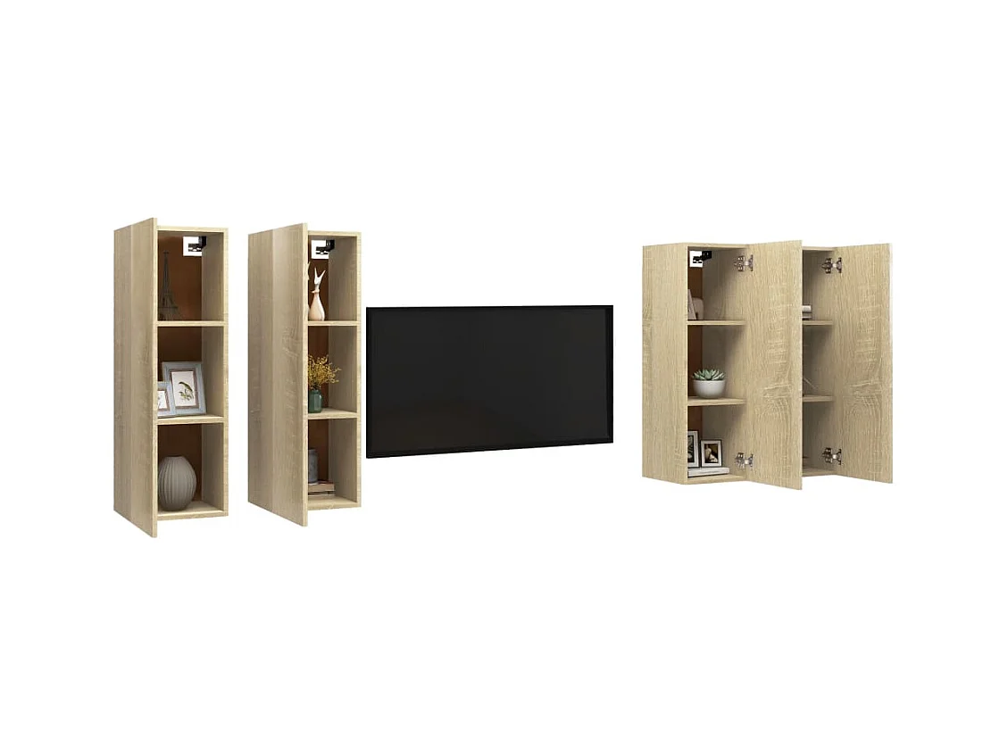 Meubles TV | Bancs TV | Armoires TV 4 pcs Chêne sonoma 30,5x30x90 cm Bois d'ingénierie