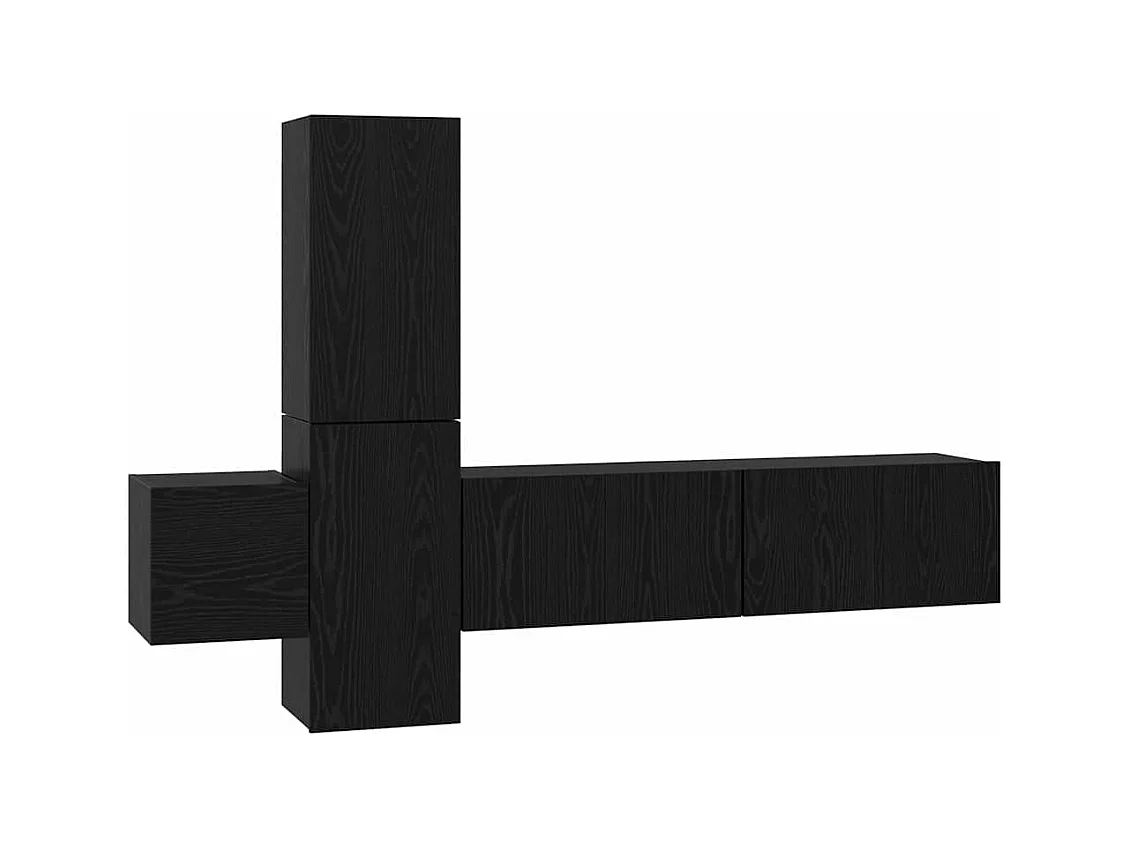 Conjunto de Mueble de TV | Mueble de salón 5 pcs Roble negro 181 x 30 x 120 cm