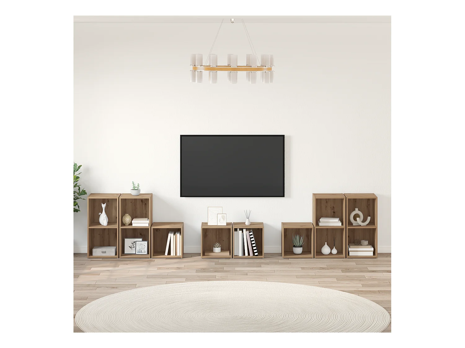 Juego de muebles de TV | Gabinete de TV | Mueble de salón 8 pcs Roble artesanal 37 x 35 x 72 cm