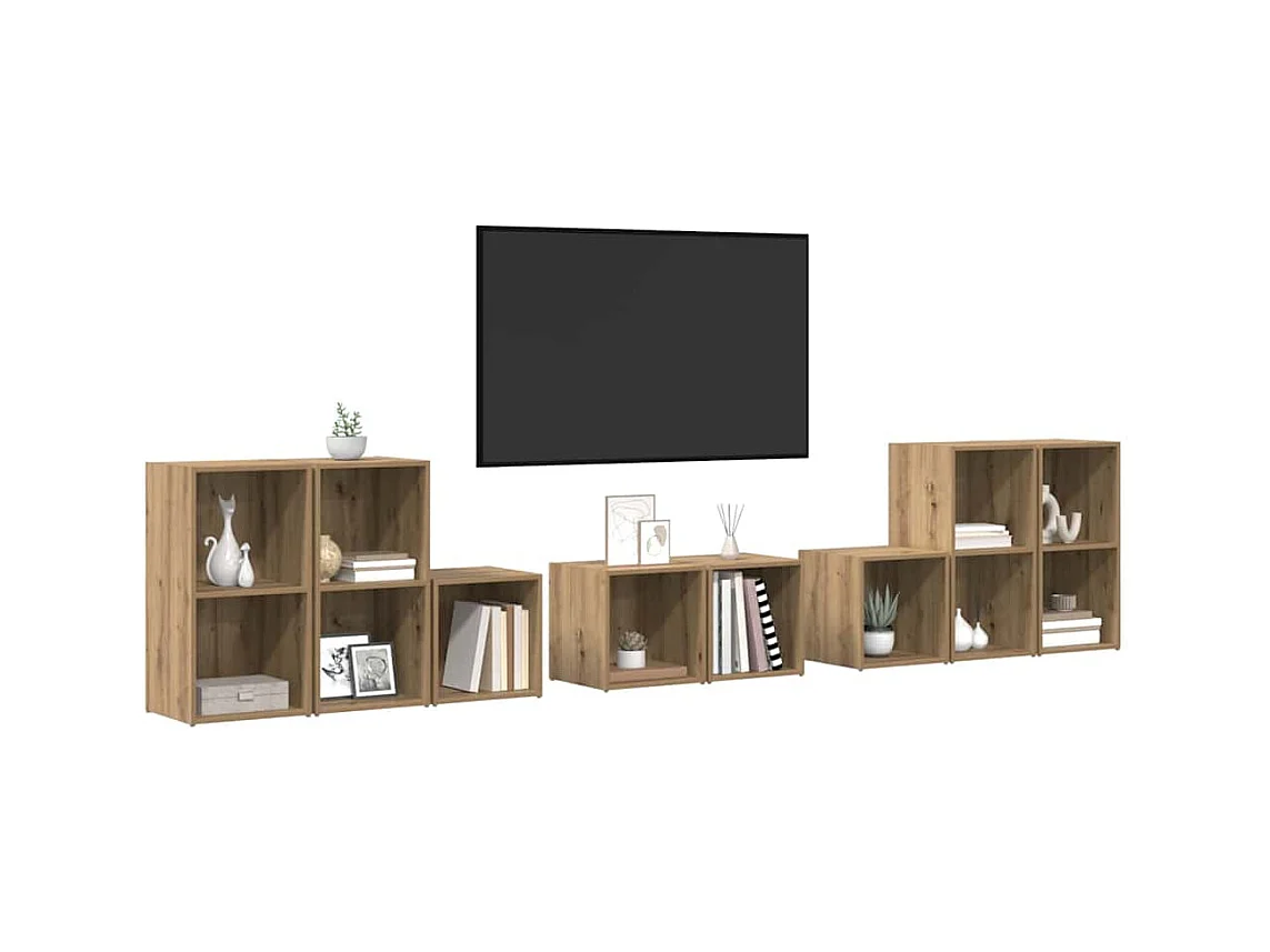 Juego de muebles de TV | Gabinete de TV | Mueble de salón 8 pcs Roble artesanal 37 x 35 x 72 cm