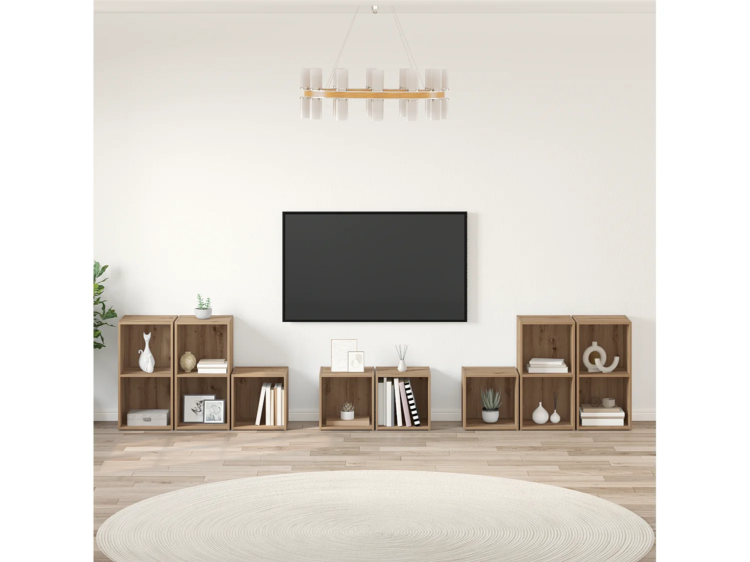 Juego de muebles de TV | Gabinete de TV | Mueble de salón 8 pcs Roble artesanal 37 x 35 x 72 cm