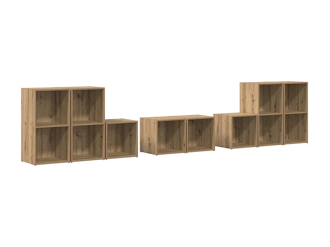 Juego de muebles de TV | Gabinete de TV | Mueble de salón 8 pcs Roble artesanal 37 x 35 x 72 cm