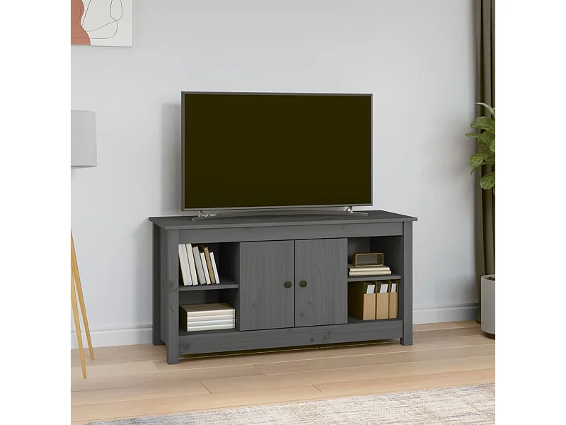 Meuble TV | Banc TV | Armoire TV Gris 103x36,5x52 cm Bois de pin massif