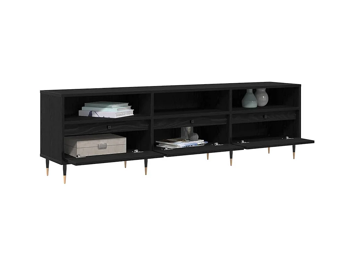 Gabinete de TV | Mueble de TV | Mueble de salón Roble negro 150 x 30 x 44.5 cm