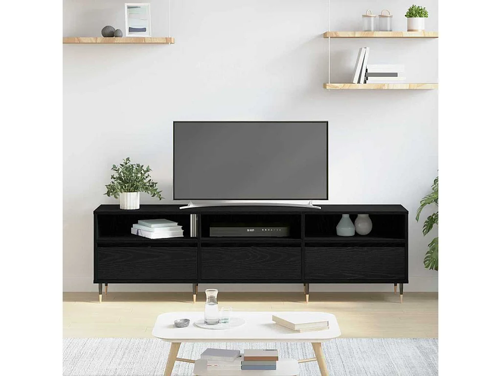 Gabinete de TV | Mueble de TV | Mueble de salón Roble negro 150 x 30 x 44.5 cm