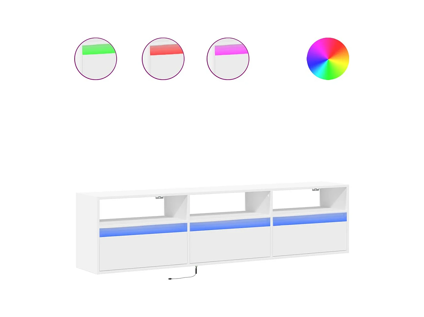 Mueble de TV | Mueble de salón de pared con LED blanco 180x31x45 cm