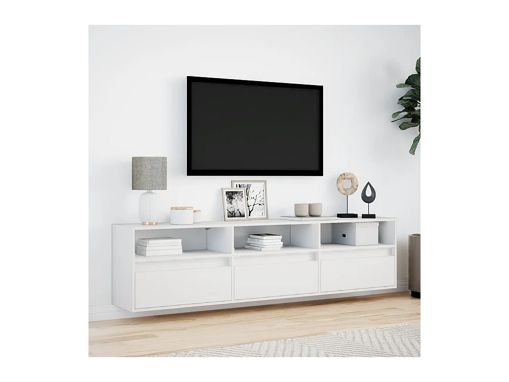 Mueble de TV | Mueble de salón de pared con LED blanco 180x31x45 cm