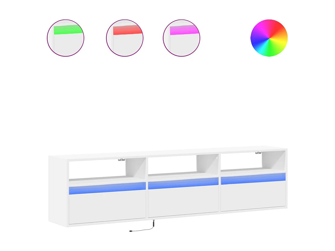 Mueble de TV | Mueble de salón de pared con LED blanco 180x31x45 cm