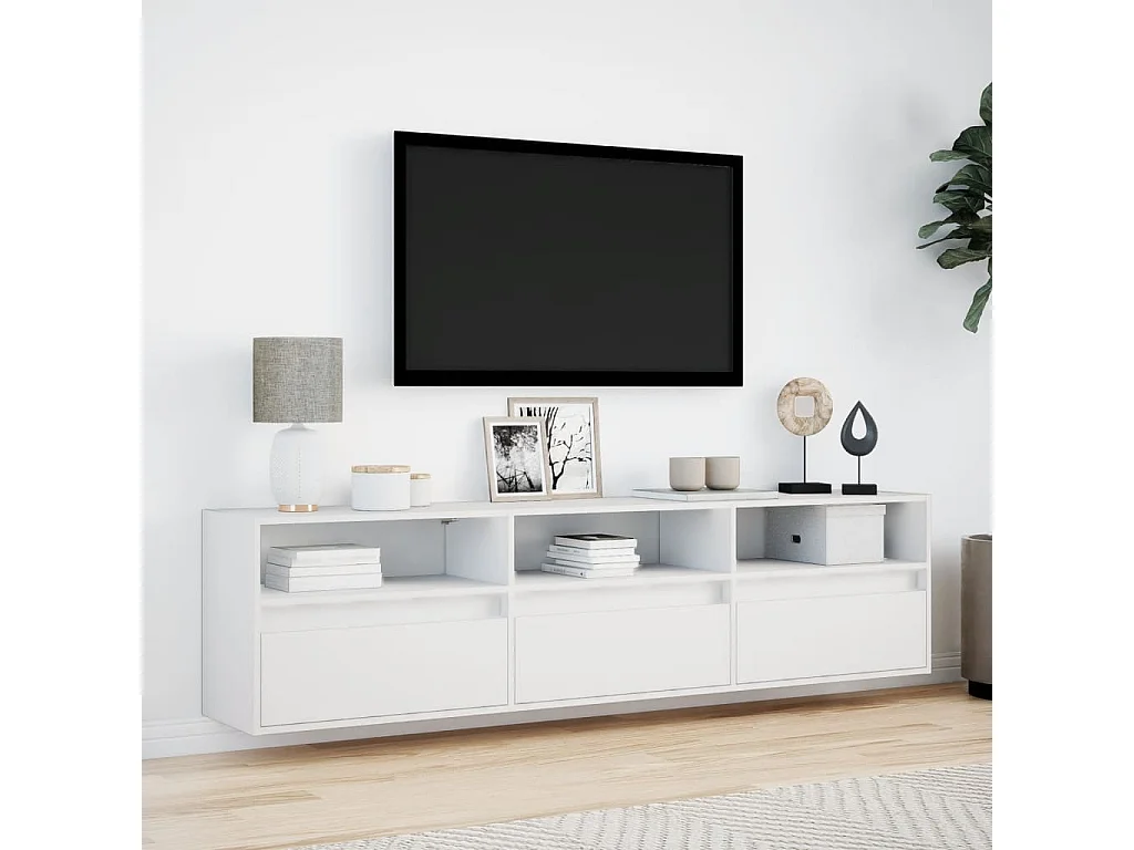 Mueble de TV | Mueble de salón de pared con LED blanco 180x31x45 cm
