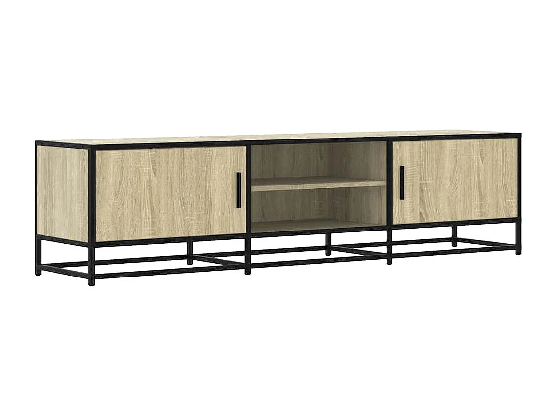Tv-meubel | Tv-Bank | TV-kast160x35x41 cm bewerkt hout metaal sonoma eikenkleurig