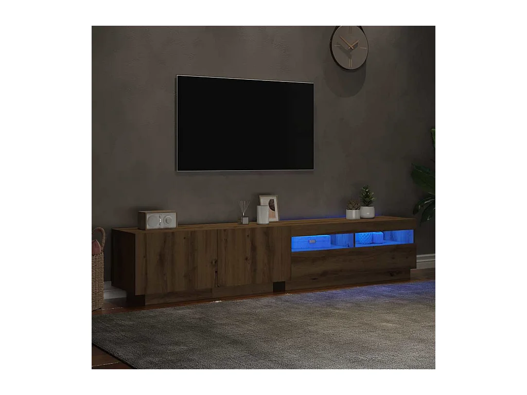 Meuble TV | Banc TV | Armoire TV avec lumières LED chêne artisanal bois d'ingénierie