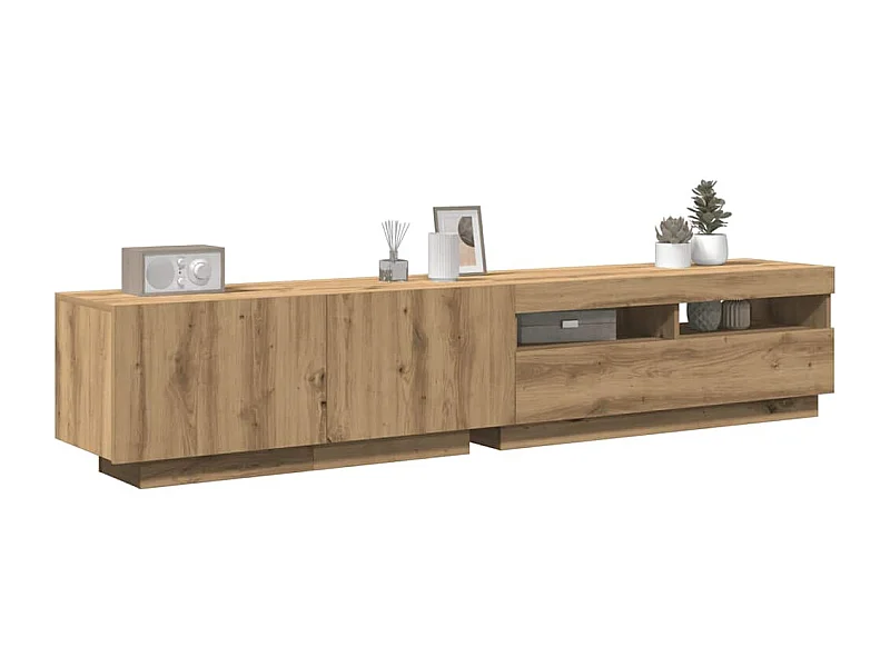 Meuble TV | Banc TV | Armoire TV avec lumières LED chêne artisanal bois d'ingénierie