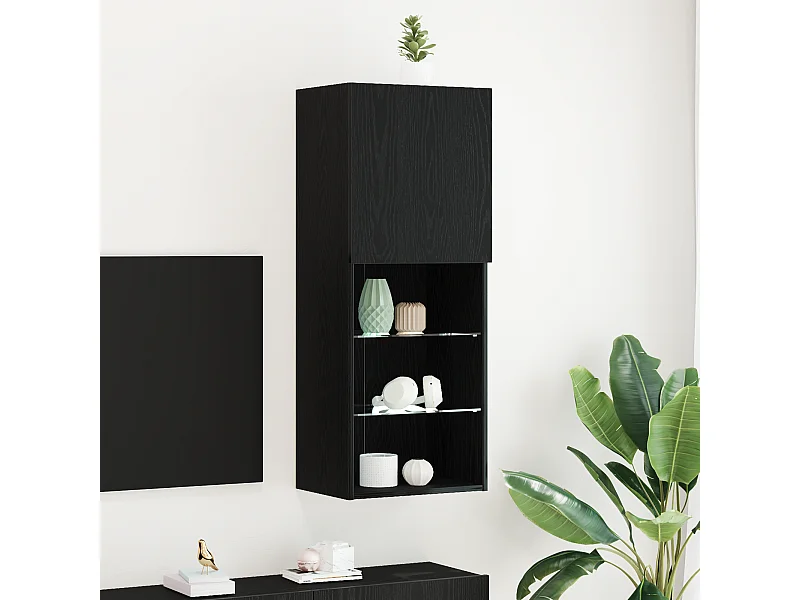 Mueble de TV | Mueble de salón Montado en la Pared Roble Negro 40,5 x 30 x 102 cm