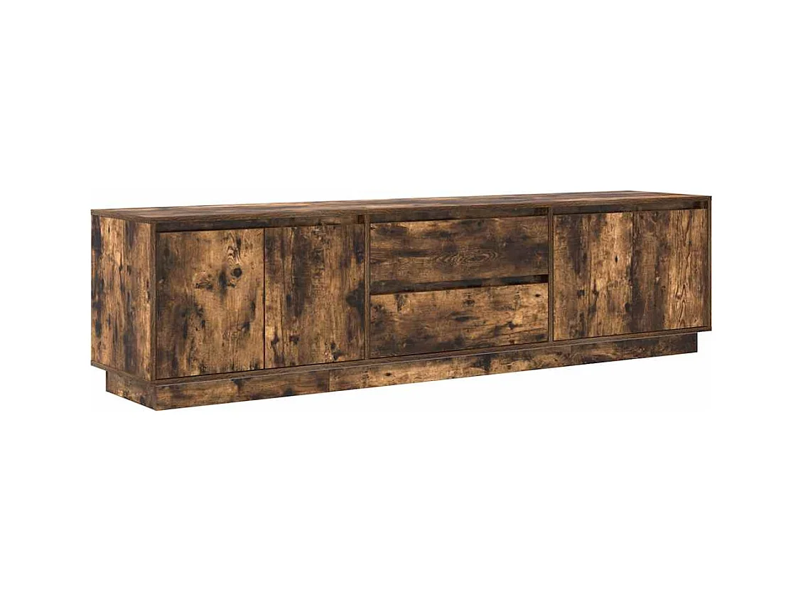 Meuble TV | Banc TV | Armoire TV avec lumières LED chêne fumé 193,5x41x50 cm