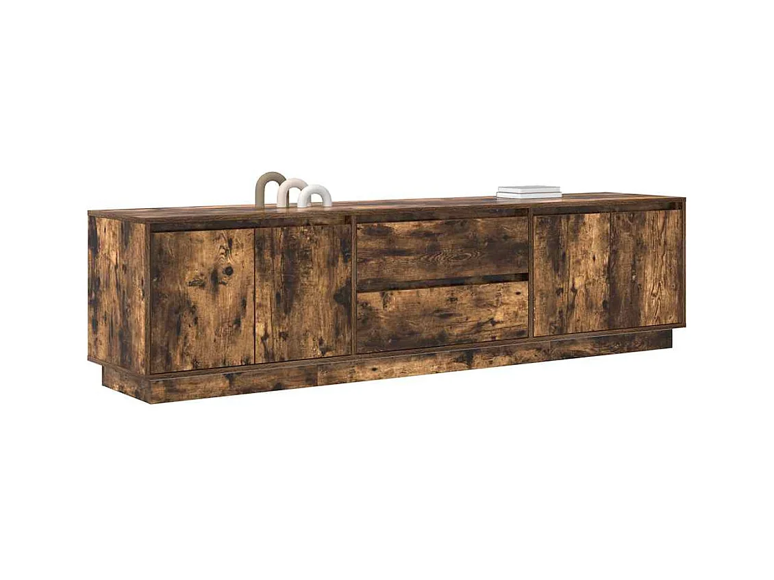 Meuble TV | Banc TV | Armoire TV avec lumières LED chêne fumé 193,5x41x50 cm