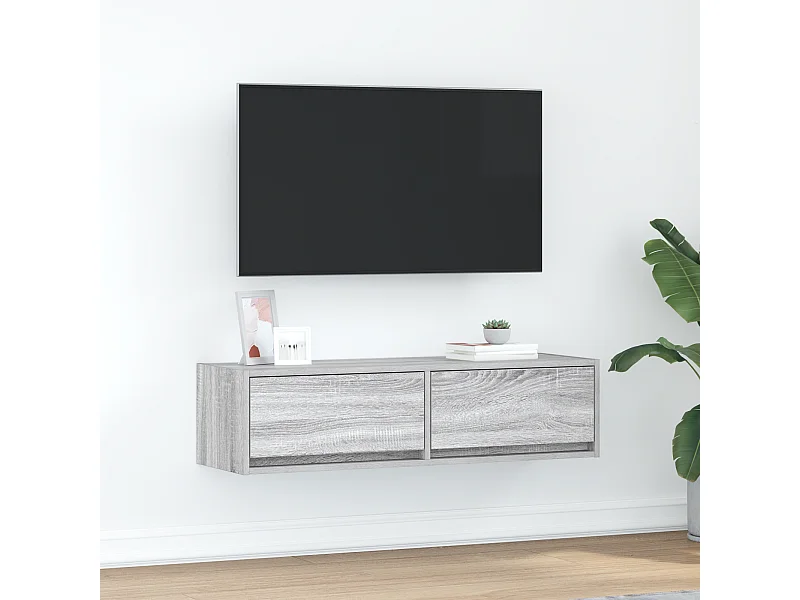 Tv-meubel | Tv-Bank | TV-kast100x31x25,5 cm bewerkt hout grijs sonoma eikenkleurig
