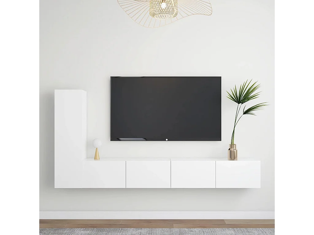 Ensemble de meubles TV | Bancs TV | Armoires TV 3 pcs Blanc Bois d'ingénierie