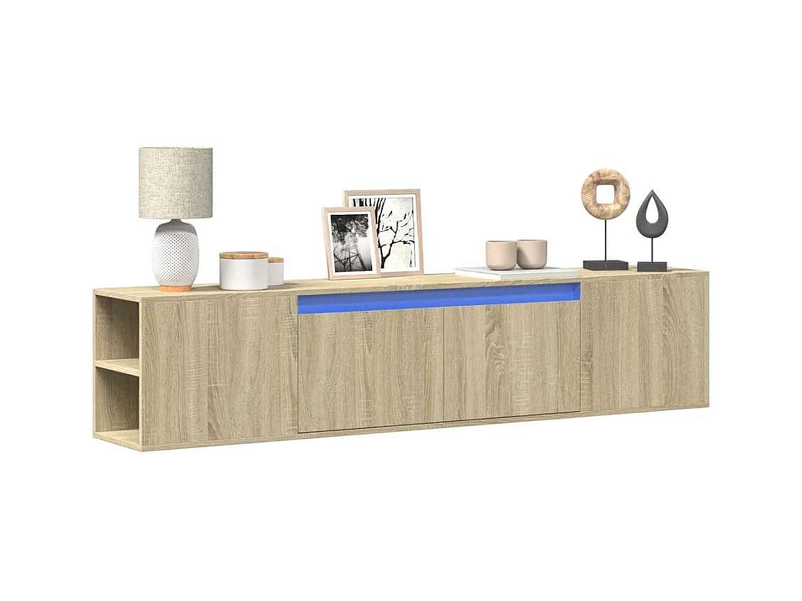 Tv-wandmeubel | TV-kast | Tv-Bank met LED-verlichting 180x31x39,5 cm sonoma eiken