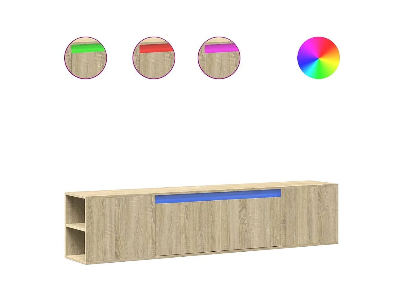 Tv-wandmeubel | TV-kast | Tv-Bank met LED-verlichting 180x31x39,5 cm sonoma eiken