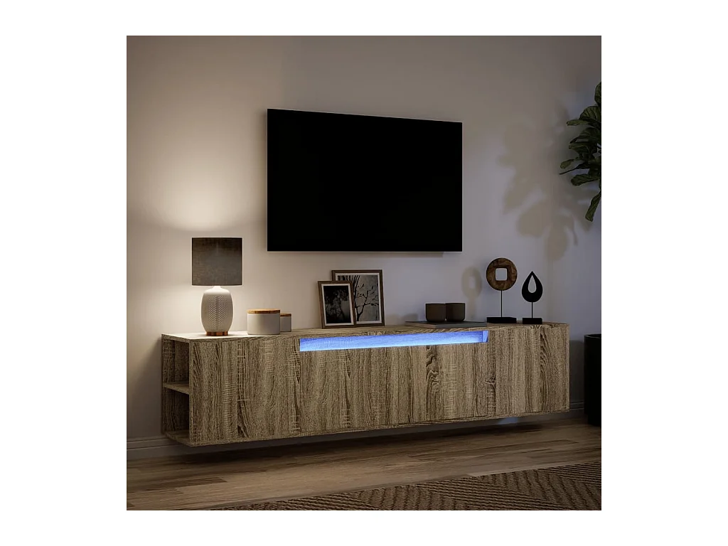 Tv-wandmeubel | TV-kast | Tv-Bank met LED-verlichting 180x31x39,5 cm sonoma eiken