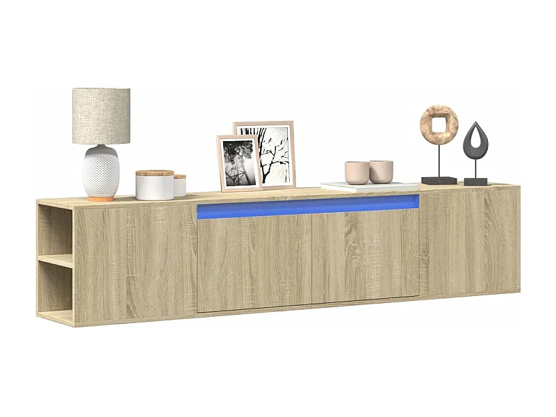 Mueble de TV | Mueble de salón de pared con luz LED roble Sonoma 180x31x39,5 cm