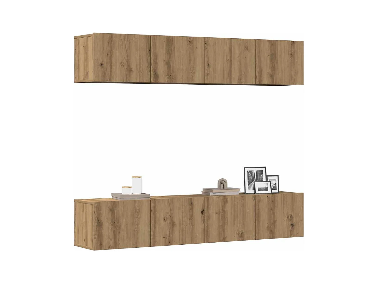 Tv-wandkasten | Tv-meubels | Tv-Banken 4 st bewerkt hout artisanaal eikenkleurig