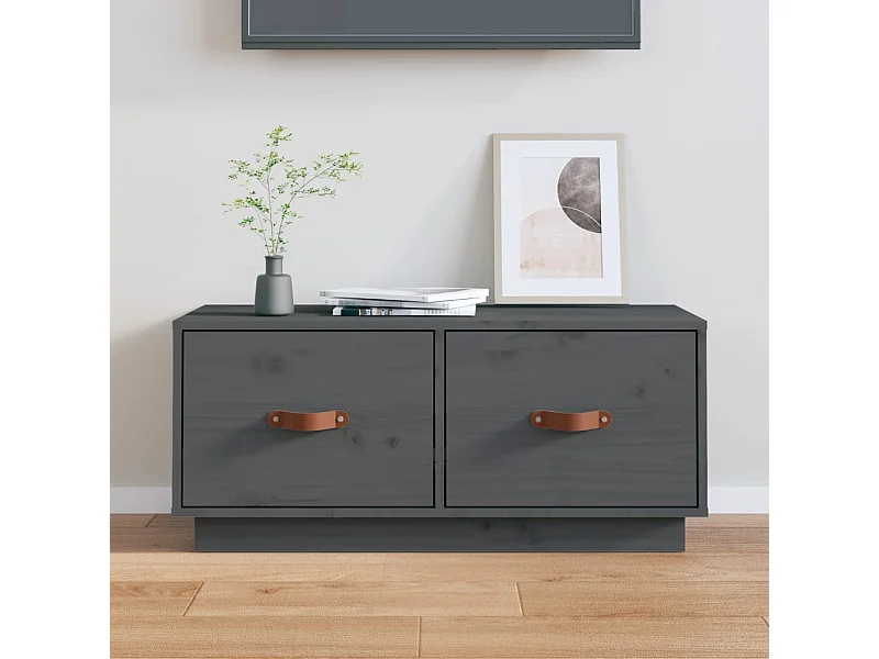 Meuble TV | Banc TV | Armoire TV Gris 80x34x35 cm Bois de pin massif