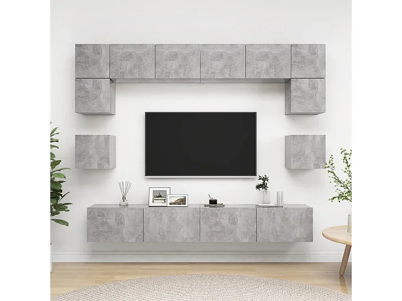 Ensemble de meubles TV | Bancs TV | Armoires TV 8 pcs Gris béton Bois d'ingénierie