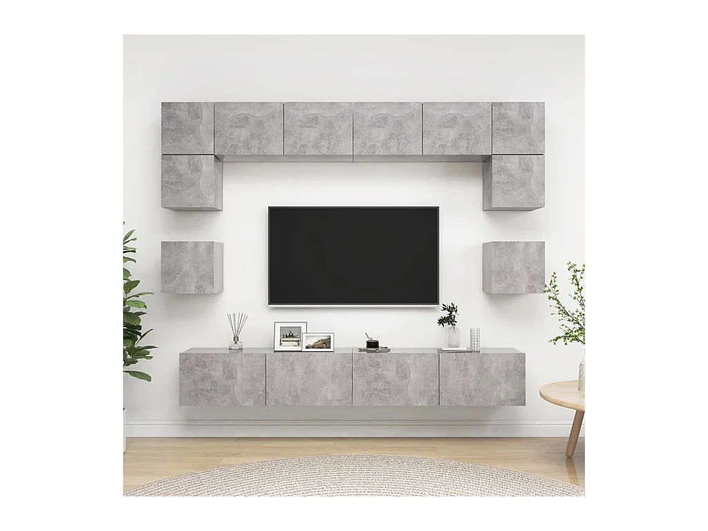Set muebles de salón TV | Gabinetes de TV |  Muebles de TV 8 pzas madera ingeniería gris hormigón