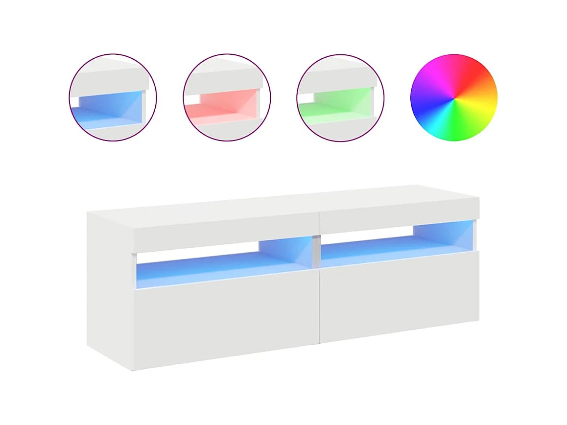 Muebles de TV | Gabinetes de TV |  Muebles de salón con luces LED 2 uds blanco 60x35x40 cm