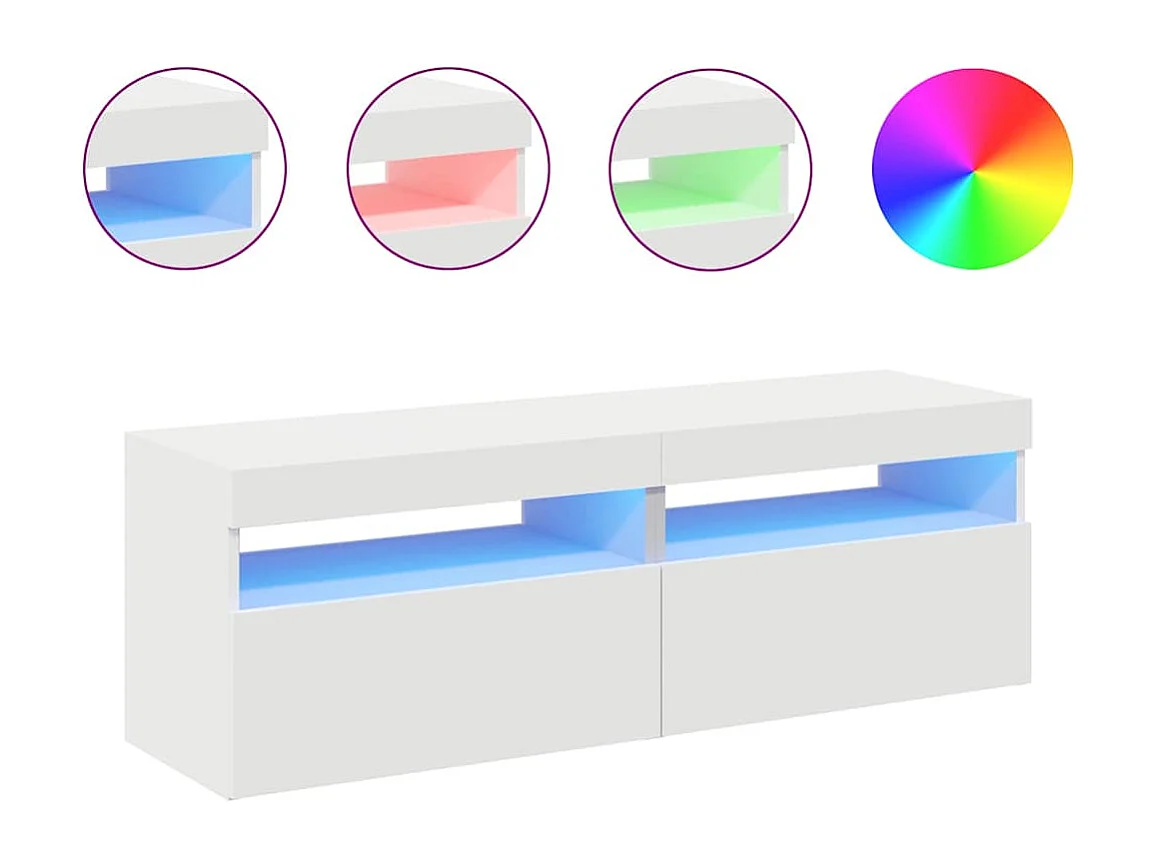 Muebles de TV | Gabinetes de TV |  Muebles de salón con luces LED 2 uds blanco 60x35x40 cm