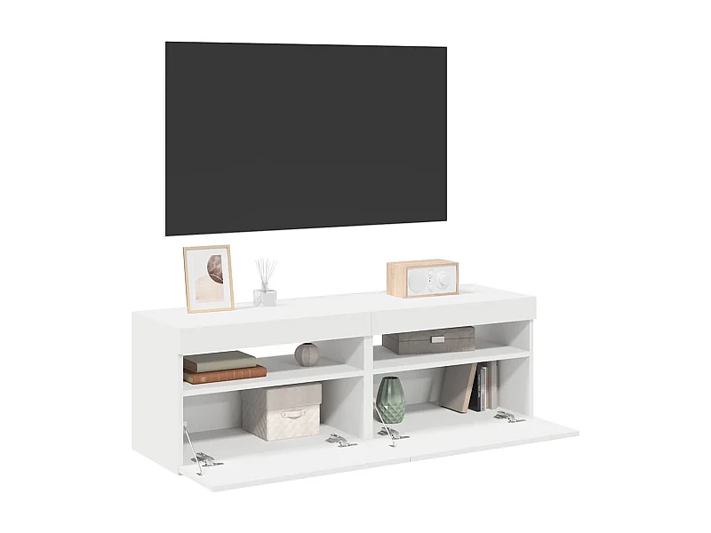Meubles TV | Bancs TV | Armoires TV avec lumières LED 2 pcs Blanc 60x35x40 cm